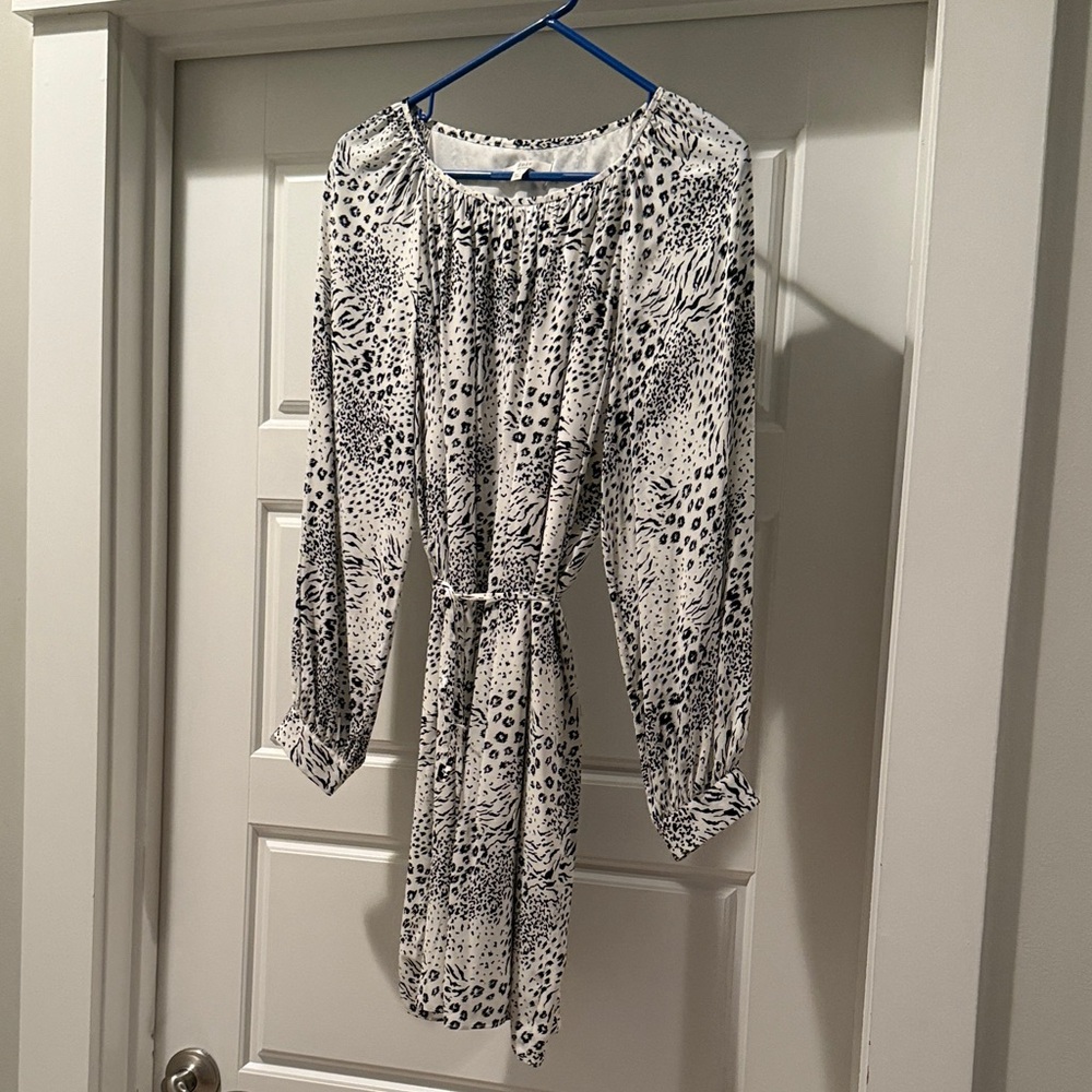 Joie Black and White Animal Print Mini Dress
